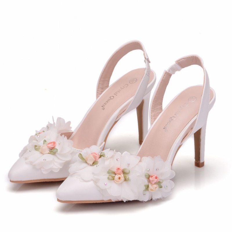 Giày cưới cô dâu cao gót ren hoa