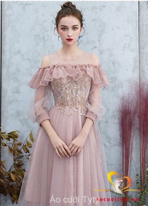 Đầm prom, váy ngắn dự tiệc ngắn màu hồng