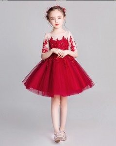 Váy phù dâu nhí công chúa mau đỏ
