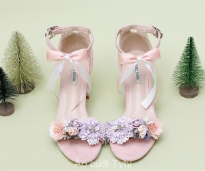 Giày cưới sandal màu hồng