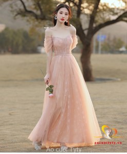 Váy dạ hội, đầm prom màu hồng nhẹ nhàng